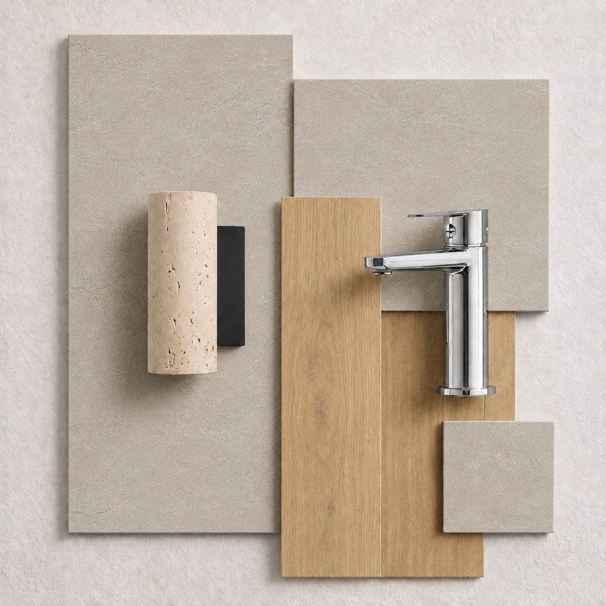 Moodboard stylu CALM — materiały i wykończenia