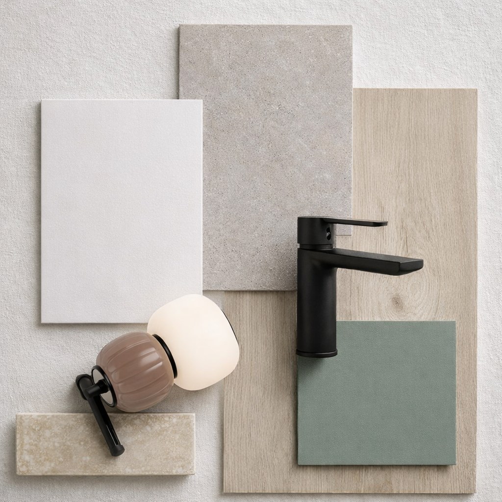 Moodboard stylu NORD — materiały i wykończenia